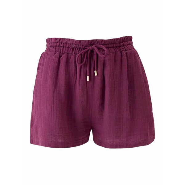 メリッサ オダバッシュ レディース 心地好いズボン下 ボトムス Elasticated-waist cotton shorts Purple