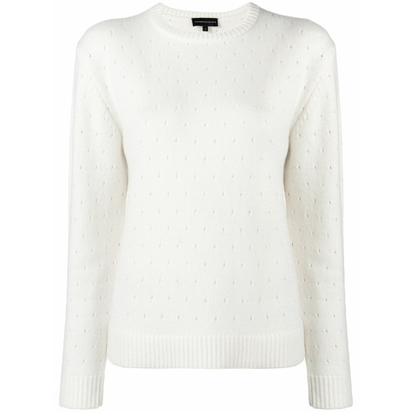 カシミヤ はたご屋 優しいこと レディース 編み物\u0026スウェーター アウター Cashmere perforated pattern jumper White