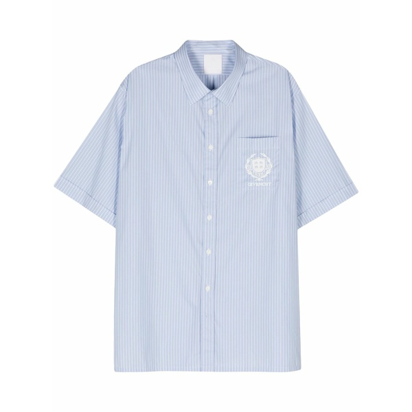 ジバンシー メンズ プルオーバー トップス Halo-stripe cotton shirt Blue カジュアルシャツ-メンズファッション