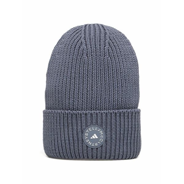 アディダス メンズ 帽子 アクセサリー x stella mccartney ribbed round-logo beanie hat Blue｜asty