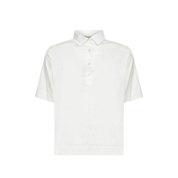 ブランカ ヴィータ レディース スポーツシャツ トップス Button short-sleeve polo top White