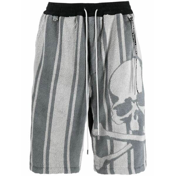 マスターマインド ワールド メンズ カジュアルパンツ ボトムス Striped skull-print track shorts Grey|asty