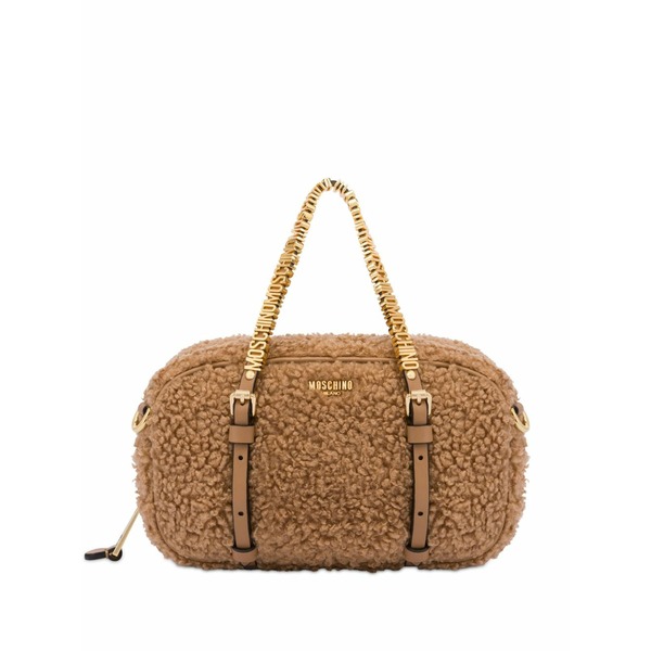モスキーノ レディース トートバッグ バッグ Logo-lettering fleece tote bag Brown