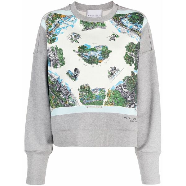 フィロソフィーデロレンゾセラフィーニ レディース 編み物\u0026スウェーター アウター Illustration-print cotton sweatshirt Grey