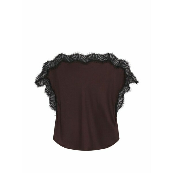 エーエルシー レディース ティーシャツ トップス Lace-trim t-shirt Brown