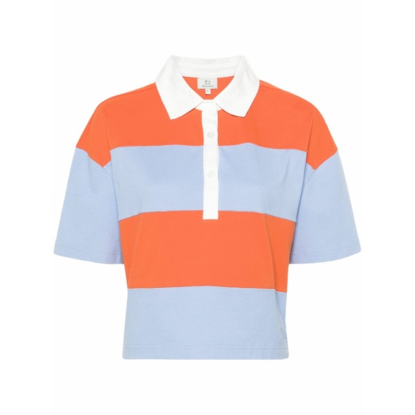 羊毛 資産家 レディース スポーツシャツ トップス Rugby striped polo shirt Blue