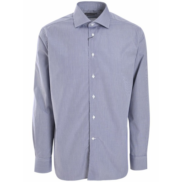 コルネリアーニ メンズ プルオーバー トップス Mini-checked shirt Blue
