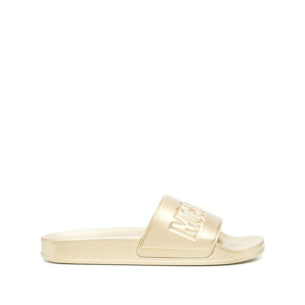 モスキーノ メンズ サンダル シューズ Embossed-logo slides Gold