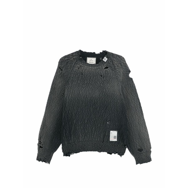 ミハラヤスヒロ メンズ 編み物\u0026プルオーバー アウター Distressed crew-neck sweater Grey