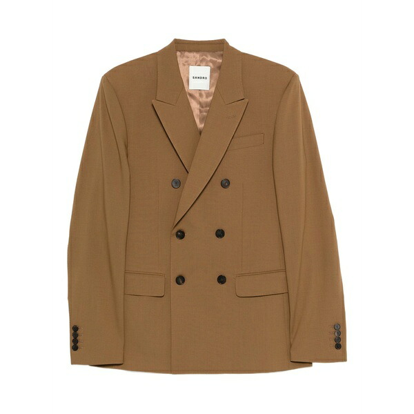 サンドロ メンズ ジャケット＆ブルゾン アウター Double-breasted blazer Brown｜asty