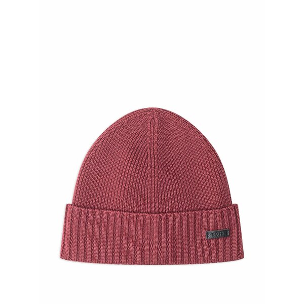 ボス メンズ 帽子 アクセサリー Ribbed beanie hat Red|asty