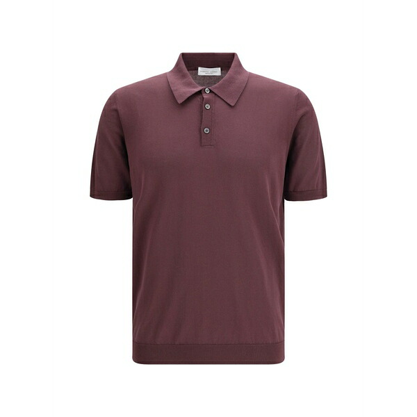 ロベルトコリーナ メンズ スポーツシャツ トップス Fine-knit short-sleeve polo shirt Purple
