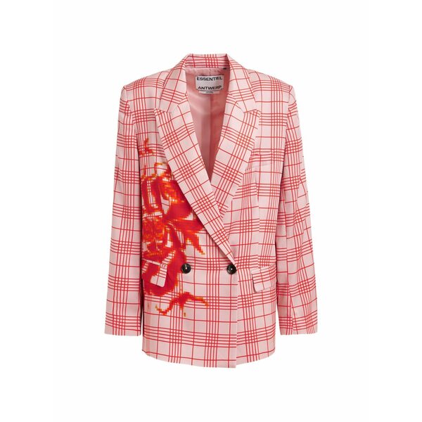 エッセンシャルアントワープ レディース 上衣＆上衣 アウター Juliana checked-print double-breasted blazer Pink