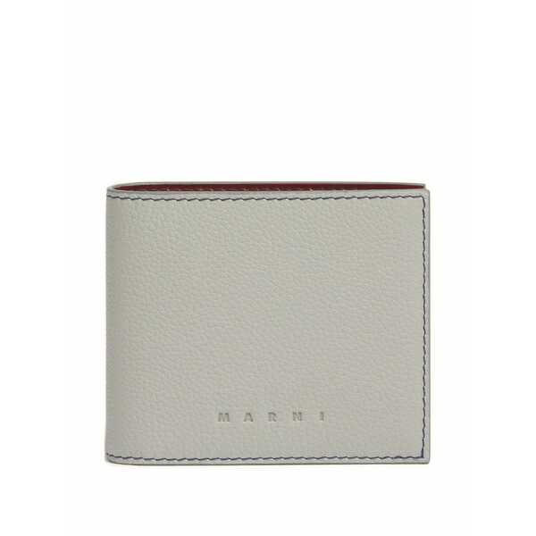 マルニ メンズ 銭入れ 添え物 Pebbled-stitch leather wallet Grey