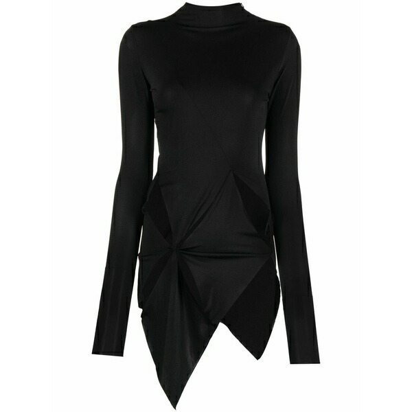シックス青二才・アーリントン レディース ティーシャツ トップス Satin asymmetric top Black