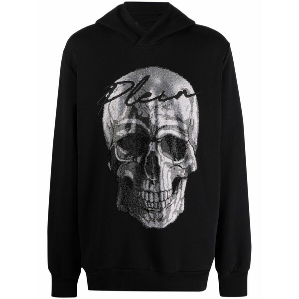 フィリップ飾り気のない メンズ パーカー・スウェットシャツ アウター Crystal-embellished skull hoodie Black