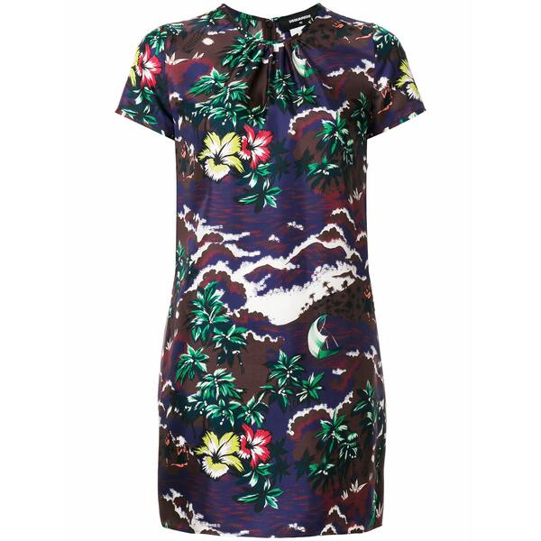 ディースクエアード レディース ワンピース トップス Short printed dress Purple｜asty