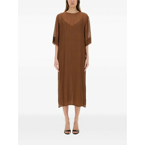 アリジ レディース 衣装 トップス Stripe-pattern MIDI dress Brown