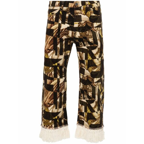 ピエール＝ルイ・マシア メンズ ジーンズズボン下 ボトムス Floral-pattern fringed tapered jeans Neutrals