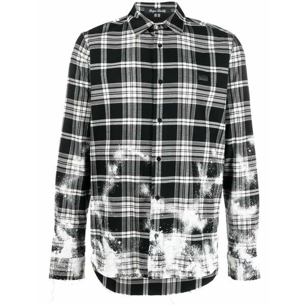 フィリップ飾り気のない メンズ プルオーバー トップス Gothic plein checked cotton shirt  Black