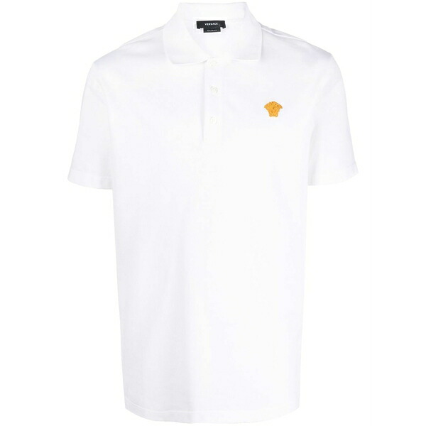ヴェルサーチ メンズ ポロシャツ トップス Medusa embroidered polo shirt White|asty