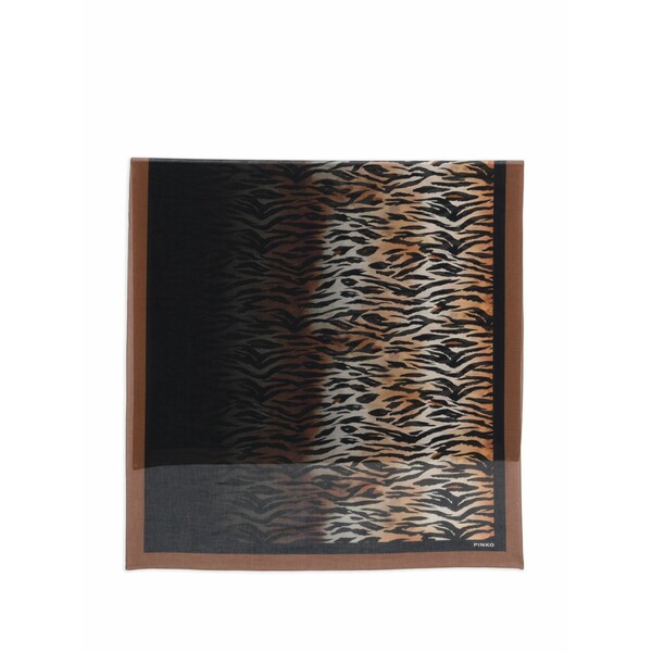 ピンコ レディース マフラー・ストール・スカーフ アクセサリー Tiger-print bordered scarf Black|asty