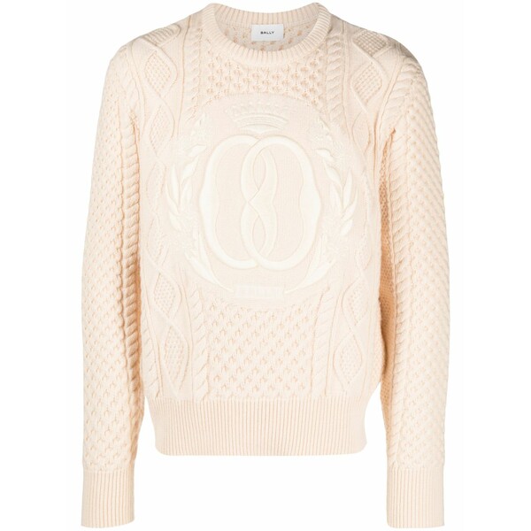 バリー メンズ 編み物\u0026プルオーバー アウター Intarsia-knit logo wool jumper Neutrals