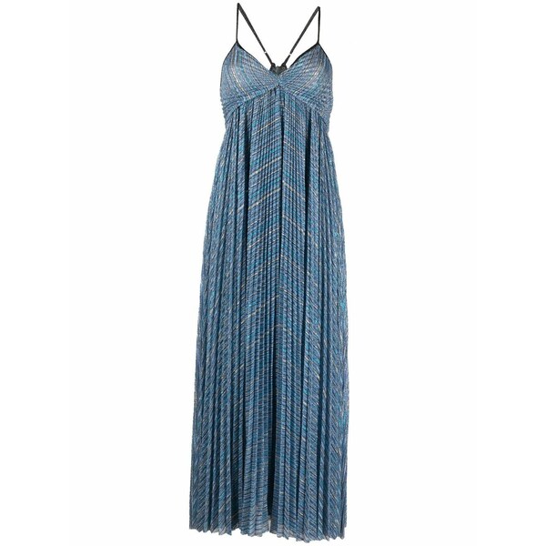 フォルテ フォルテ レディース ワンピース トップス Pleated empire-line dress Blue｜asty 106,590円