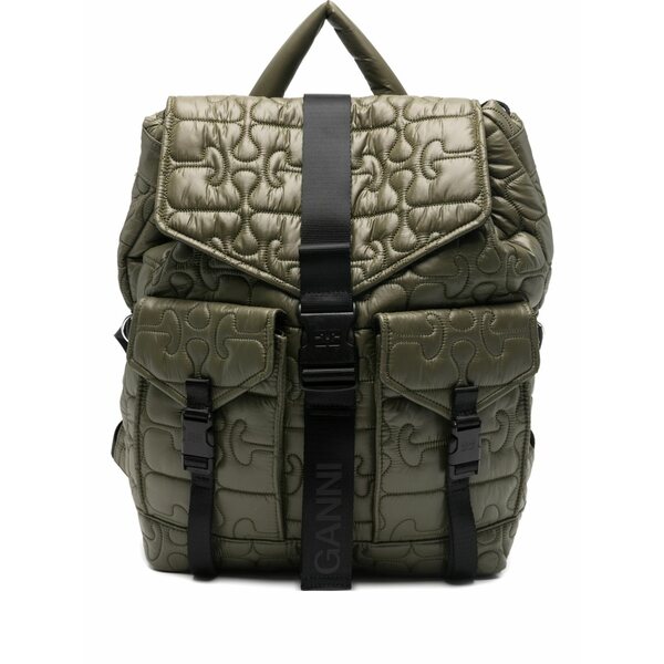 ガニー レディース うしろ側容器に並べる・背嚢 御徒面子 Quilted flap-pocket backpack Green