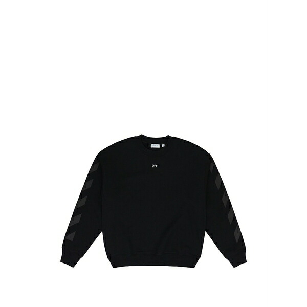 オフホワイト メンズ パーカー・スウェットシャツ アウター Diagonal crewneck sweatshirt Black