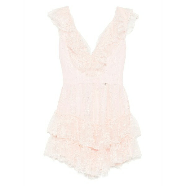 ニッサ レディース ワンピース トップス Rhinestone-embellished lace mini dress Pink|asty