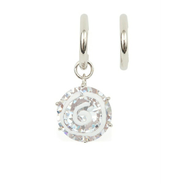 マルタンマルジェラ レディース ピアス&イヤリング アクセサリー Pendant-embellished hoop earrings Silver|asty