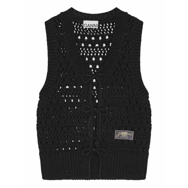 ガニー レディース ジレー アウター Open-knit cardigan Black