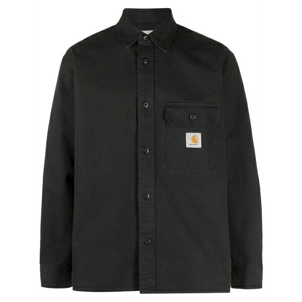 カーハート メンズ シャツ トップス Logo-patch cotton shirt Black