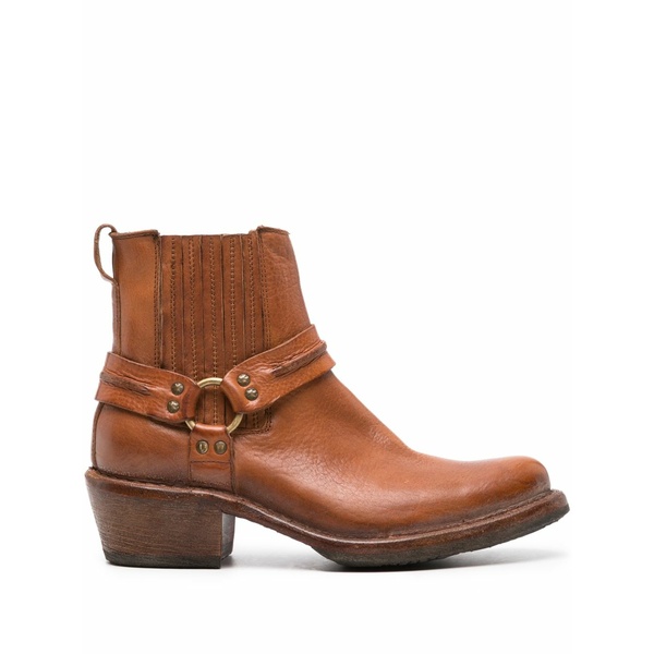 モマ レディース ブーツ シューズ Chain-link detailing calf leather boots Brown