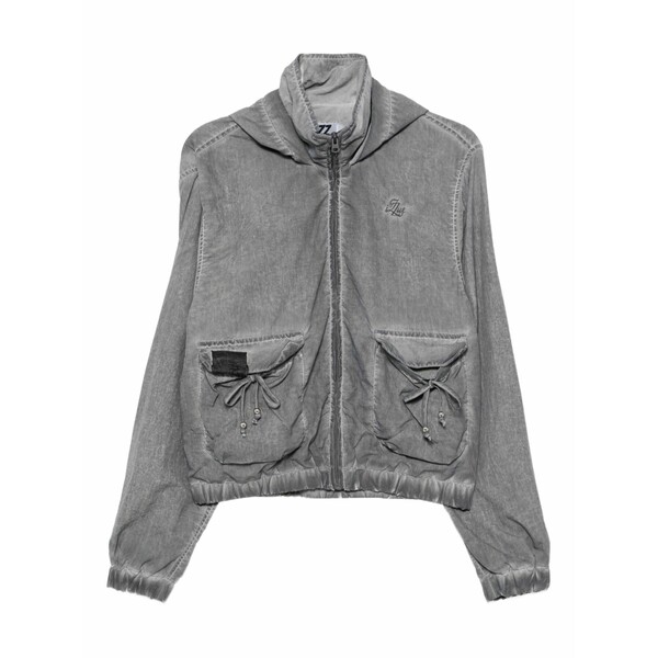 イズエ レディース ジャケット＆ブルゾン アウター Bow-embellished hooded jacket Grey｜asty 40,820円