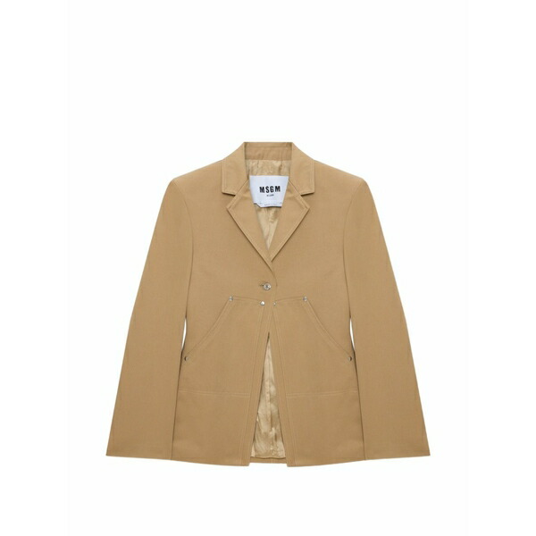 エムエスジイエム レディース 上衣＆上衣 アウター Button-fastening blazer Neutrals