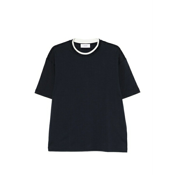 ラルディーニ メンズ Tシャツ トップス Contrasting-trim t-shirt Blue｜asty