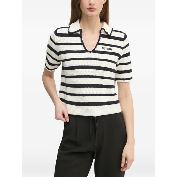 ウイ レディース ニット&セーター アウター Striped collar knitwear White｜asty