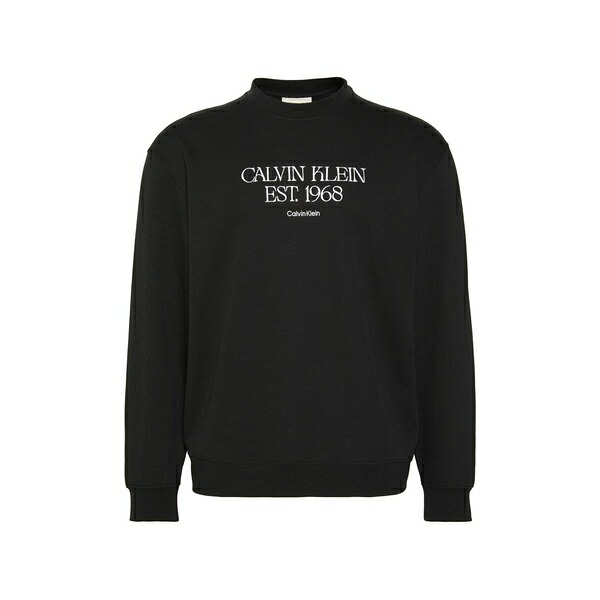 カルバンクライン メンズ パーカー・スウェットシャツ アウター Logo-print sweater Black
