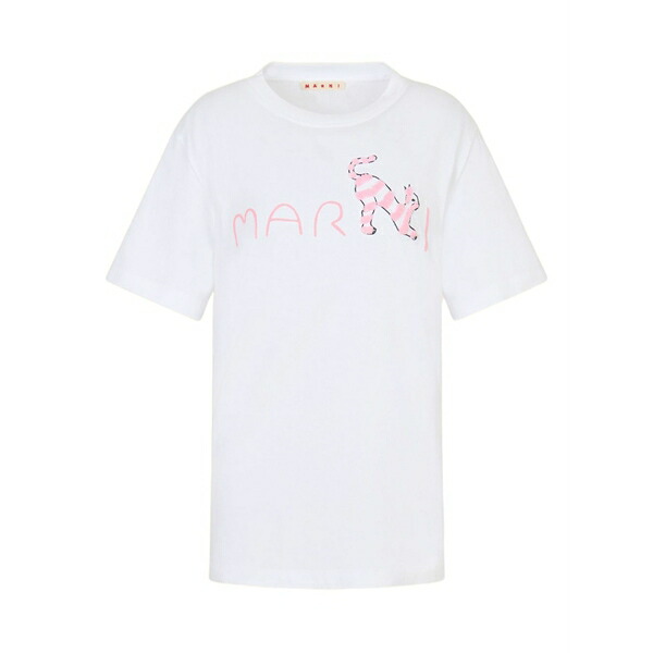 マルニ レディース Tシャツ トップス Flock-printed logo t-shirt White｜asty