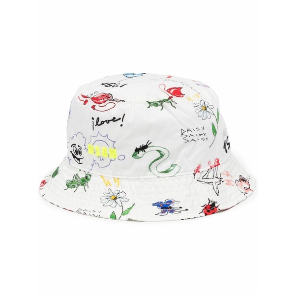 エムエスジイエム レディース 帽子 アクセサリー Graphic-print bucket hat White|asty