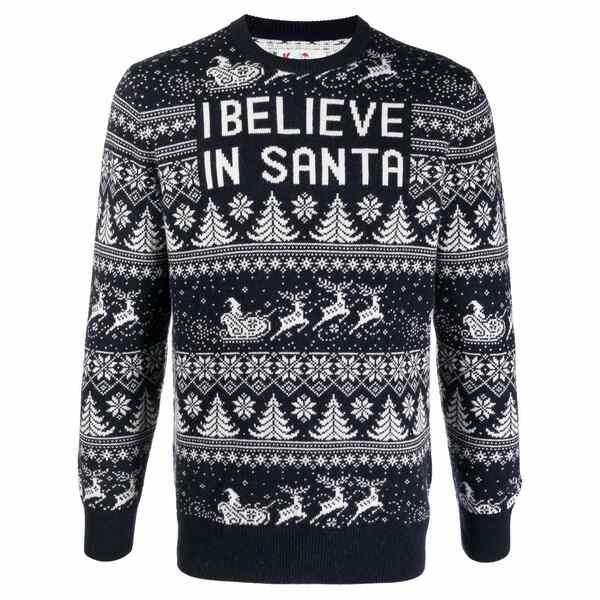 エムシーツーセイントバース メンズ 編み物\u0026プルオーバー アウター Santa fine-knit crew-neck jumper Blue