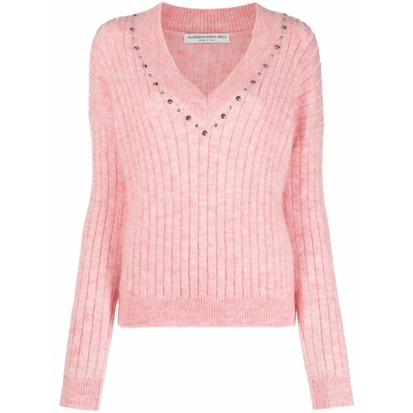 アレッサンドラ・リッチ レディース 編み物\u0026スウェーター アウター Stud-embellished ribbed jumper Pink