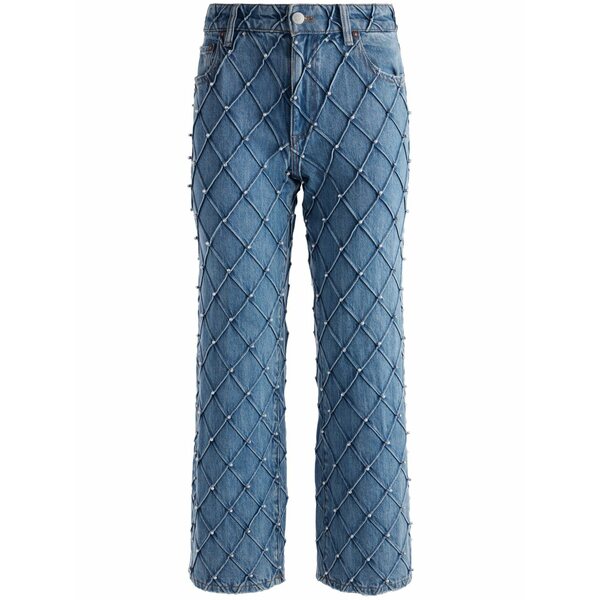 アリス アンド オリビア レディース デニムパンツ ボトムス Weezy quilted cropped jeans Blue｜asty