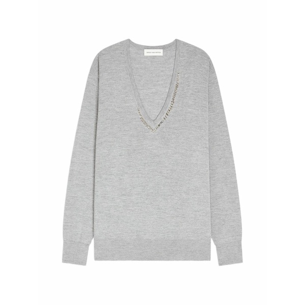 ドリス・ヴァン・ノッテン レディース 編み物\u0026スウェーター アウター V-neck embellished sweater Grey