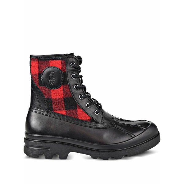 ラルフローレン メンズ ブーツ シューズ Lace-up plaid-panel boots Black｜asty 34,970円