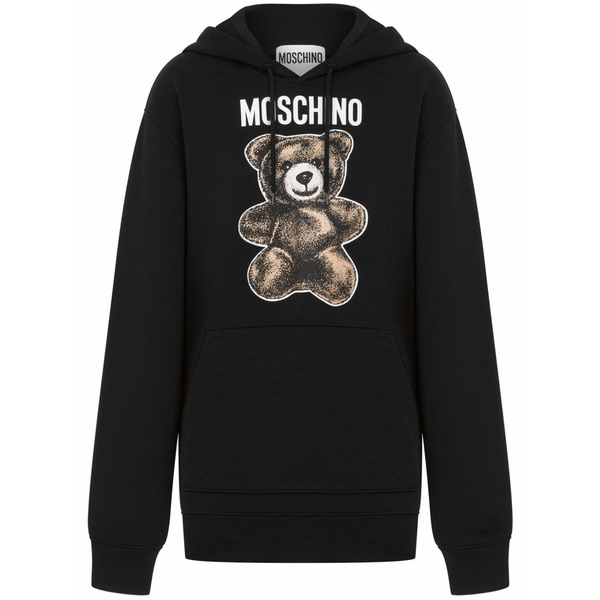 モスキーノ レディース パーカー・スウェットシャツ アウター Teddy bear-print hoodie Black