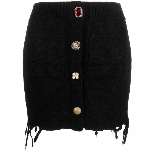 ヴェトモン レディース スカート ボトムス Knitted rhinestone-embellished miniskirt Black|asty