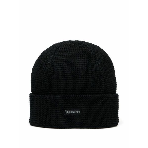 プレジャーズ メンズ 帽子 アクセサリー Waffle-knit beanie Black|asty